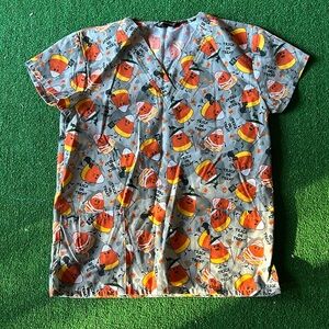 Halloween themed trick or treat small scrub top!